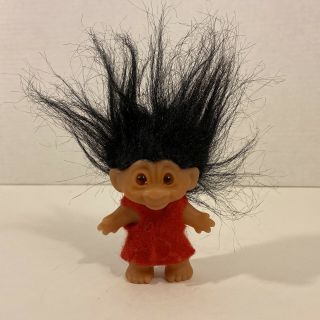 Vintage Troll W/ Black Hair 3” Tall Dam Things - Made In China