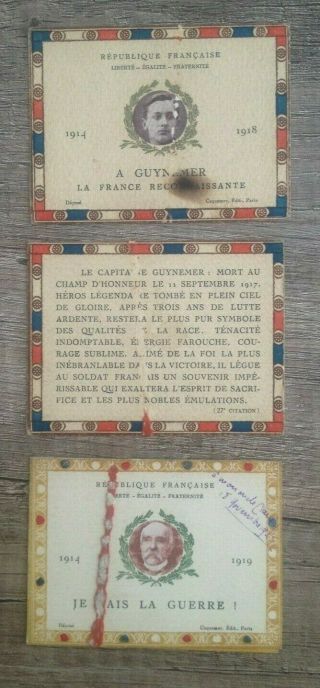 3 Calendriers Guerre 1914 - 1918 Guynemer Rare