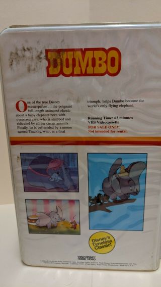 Walt Disney Home Video Dumbo VHS Collectible ULTRA RARE 2