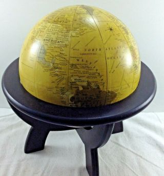 Vintage Wood Table Top Old World Globe W/ Stand
