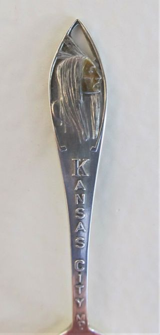 Vintage Sterling Silver Kansas City Mo Souvenir Spoon Indian