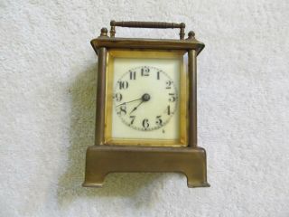 Vintage Antique Brass Waterbury Shelf Mantel Carriage Clock