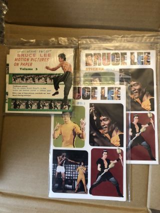 Bruce Lee Sticker Set Plus Motion Picture On Paper 3 Rare