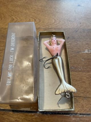 1950’s The Virgin Mermaid Fishing Lure By Stream - Eze Gold Color Adult