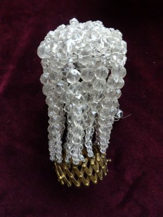 Antique Vintage Clear Crystal Beaded Glass Light Bulb Cover Shade,  Scissor Gate