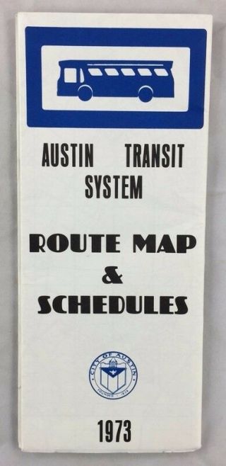 Rare Vintage 1973 Austin Transit System Bus Route Map & Schedules