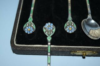 A very rare set of 6 enamel Silver spoons by Turner and Simpson 1948 2