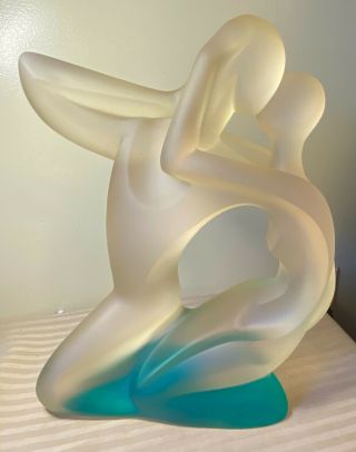 Vintage Frosted Glass Nude Statue Man Woman Couple Lovers Midcentury
