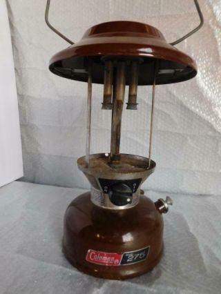 Brown Coleman Camping Lantern Model 275 Double Mantle Old Vintage Kerosene Lamp