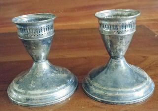 Set Of 2 Duchin Sterling Silver Weighted Candlestick Candle Holders 3 1/2 " Tall