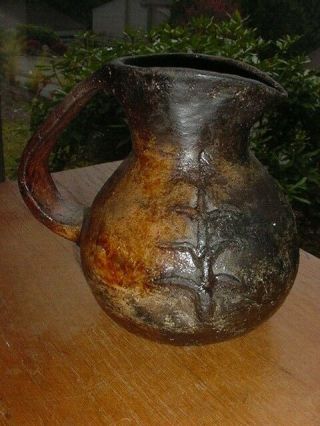 Old Vintage Navajo Indian Pottery Jar Pitcher Jug Corn Design