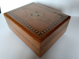Vintage Wooden Box,  With Inlay Design,  Ideal Jewellery Box ?