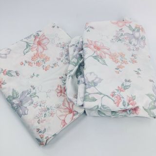 Vtg 1982 Utica J.  P.  Stevens No Iron Percale Queen Floral Fitted Flat Pillowcase