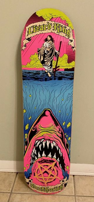 Rare Deathwish Lizard King Holy Chum Skateboard Deck Baker Shark Jaws Jesus