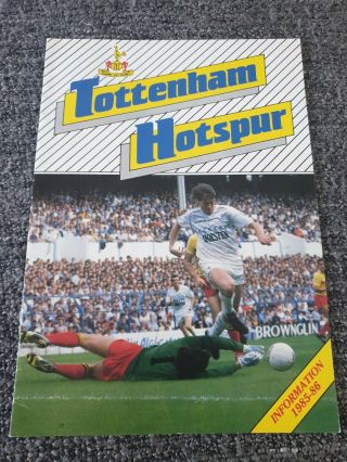 Rare Tottenham Hotspur - Information Booklet 1985/1986 - White Hart Lane Spurs -