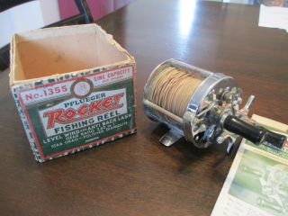 Vintage PFLUEGER Rocket Model No.  1355 Fishing Reel w/ Box & Instructions 2