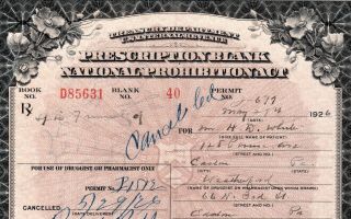 Antique 5/29 1926 Prohibition Whisky Prescription Pharmacy Doctor Bar Easton PA 2