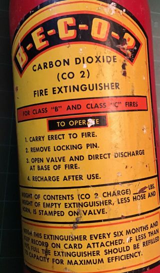 WW 2 US Navy Fire Extinguisher 1944 CO 2 B E C O 2 Empty Rare Ship Equipment 2