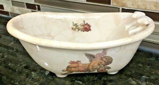 Vtg Athena Design Cherub Angel Rare Ceramic Bathroom Vanity Usa