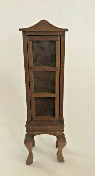 Vintage Shackman Dollhouse Furniture Cherry Wood Queen Anne Curio Cabinet