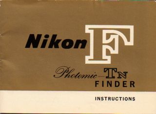 Nikon F Photomic Tn Finder Instructions Booklet – L@@k Rare