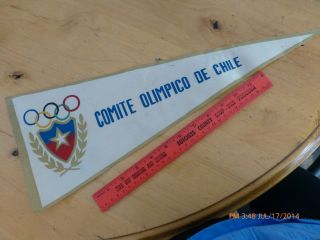 Rare Vintage Comite Olimpico De Chile Pennant Flag Chilean Olympic Committee