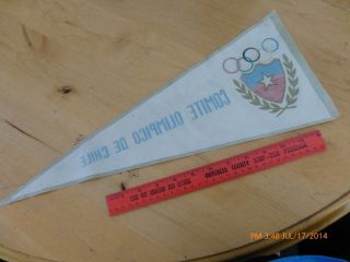 Rare Vintage Comite Olimpico De Chile pennant flag Chilean Olympic Committee 2