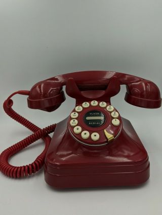 Flash Redial Vintage Antique Red Grand Phone Retro Push Button Landline