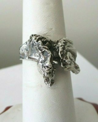 Rare Retired James Avery Sterling Silver Double Horse Head Ring Sz 6.  5