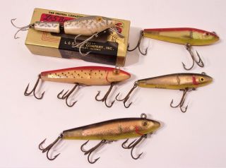 5 Vintage L&s Mirror Lures 1 Box Colors Rainbow Trout Bass Master 1525