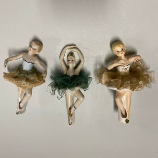 3 Vintage Spinning Porcelain Ballerina Lace Tutu 1 Stand Ballet Dancer Figurines