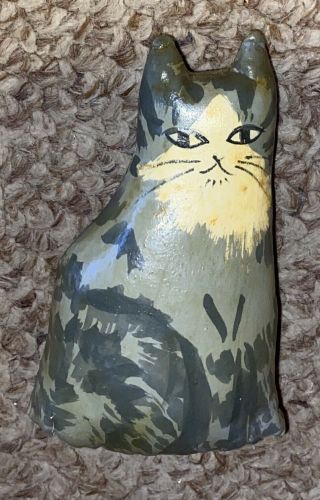 Antique Painted Stuffed Cat Doll Toy Leather?