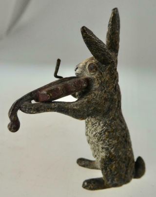 AUSTRIAN COLD PAINTED BRONZE RABBIT WITH VIOLIN BERGMAN? EARLY 1900s RARE 3