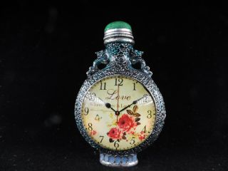 Old Chinese Hand - Made Inlay Pattern Cloisonne Snuff Bottle