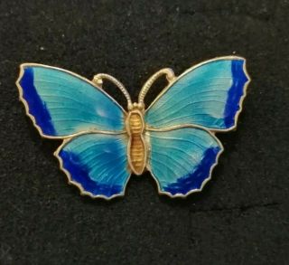 Antique Sterling Silver Enamelled Butterfly Brooch