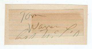 Tommy Warren Cut Signature Autograph Brooklyn Dodgers Tulsa,  Oklahoma Rare