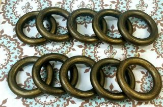 Wooden Antique Bronze Finish X 10 Curtain Drapery Rings 2.  5 Inch Screw Eyes