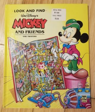 Vintage Rare Walt Disney Look And Find Book Mickey And Friends Time Twisters