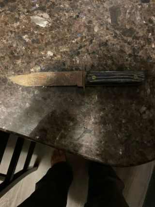 Vintage Hunting Knife Carbon Steel Blade Bakelite Handle Antique