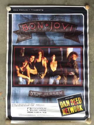 Bon Jovi - 1989 Jersey Tour Poster - Stockholm - Rare