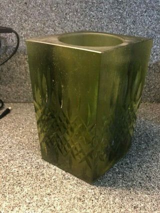 Mid Century Modern Resin Candle Holder - Vase By Sascha Brastoff 7 3/4” Green