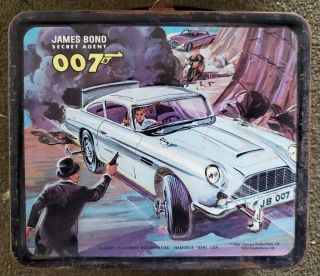 Rare James Bond 007 Secret Agent Metal Lunch Box With No Thermos 1966 Aladdin