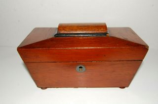Antique Tea Caddy.  Sarcophagos Style Wooden Box.  Circa 1850s.  Incomplete