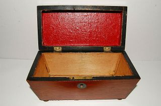 Antique Tea Caddy.  Sarcophagos style wooden box.  Circa 1850s.  Incomplete 2