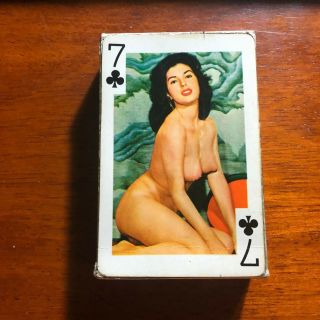 Vtg Nude Playing Cards Deck Pin Up Girl Gaiety 54 Models 7 Clubs 1969 202 - Rare
