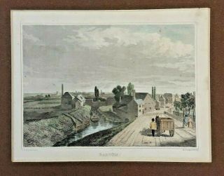 Antique Hand Coloured Copper Engraving Of Barton Upon Humber C 1840