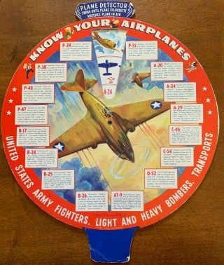 Very Rare 1942 Ww2 U.  S.  Army Plane Detector & Squadron Identifier Great Graphics