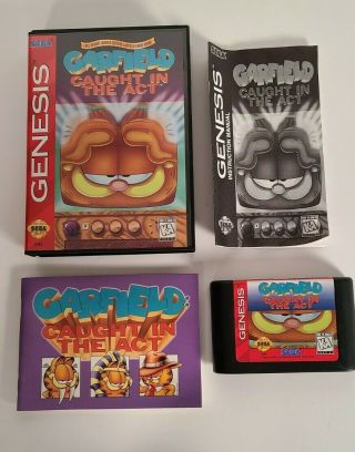 Garfield Caught In The Act - Sega Genesis - Complete Cib - Includes Rare Comic