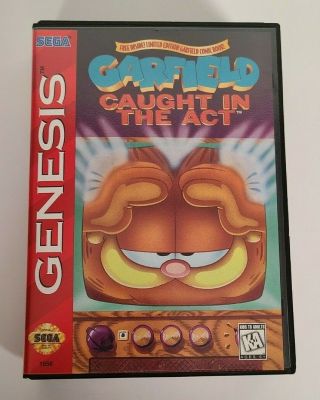 Garfield Caught in the Act - Sega Genesis - Complete CIB - Includes Rare Comic 3