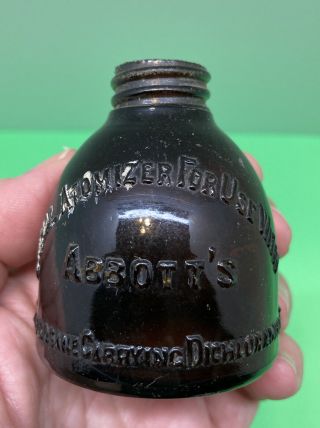 Vintage Amber Glass Atomizer For Abbott’s Diehloramine - T Chicago - York